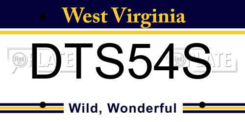 DTS54S West Virginia License Plate