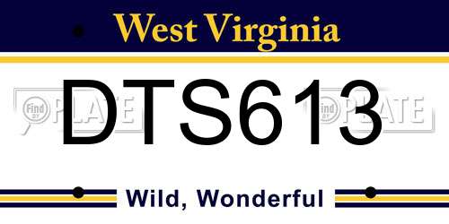 DTS613 West Virginia License Plate