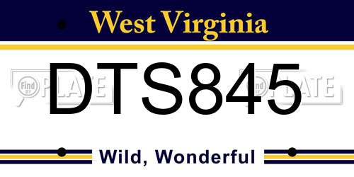 DTS845 West Virginia License Plate