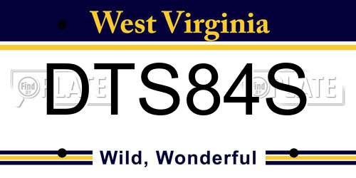 DTS84S West Virginia License Plate
