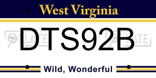 DTS92B West Virginia License Plate