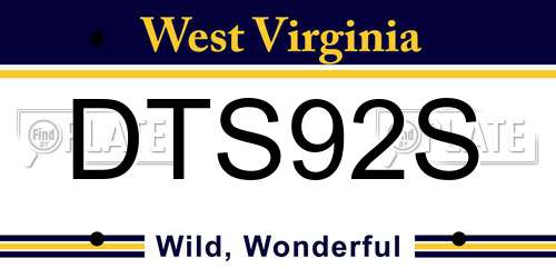 DTS92S West Virginia License Plate