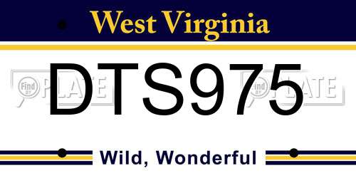 DTS975 West Virginia License Plate