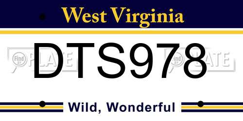 DTS978 West Virginia License Plate