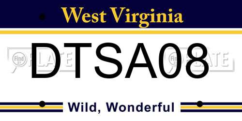 DTSA08 West Virginia License Plate