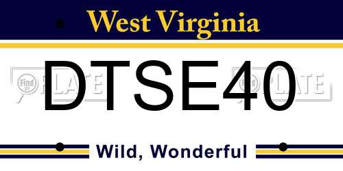 DTSE40 West Virginia License Plate