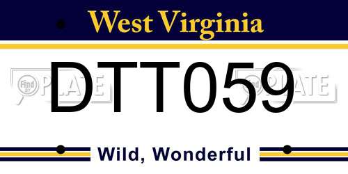 DTT059 West Virginia License Plate