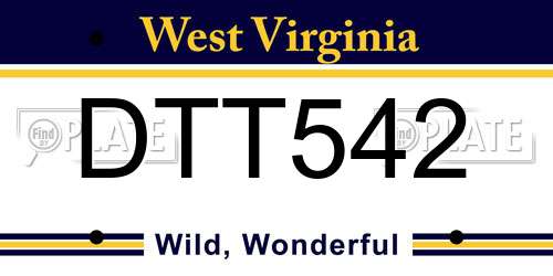 DTT542 West Virginia License Plate