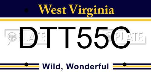 DTT55C West Virginia License Plate