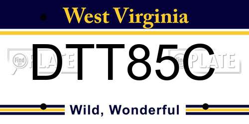 DTT85C West Virginia License Plate