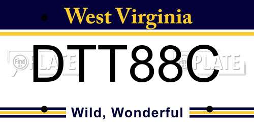 DTT88C West Virginia License Plate