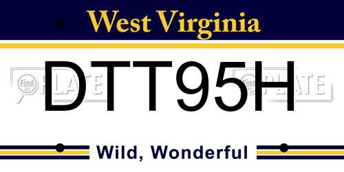 DTT95H West Virginia License Plate