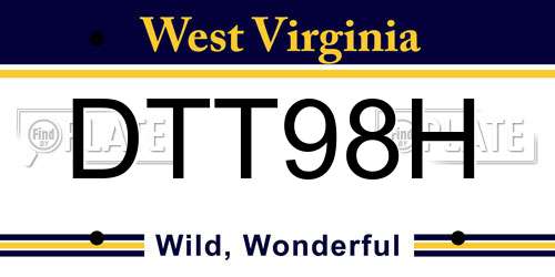DTT98H West Virginia License Plate