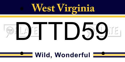 DTTD59 West Virginia License Plate