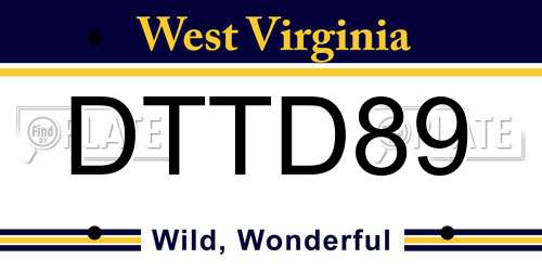 DTTD89 West Virginia License Plate