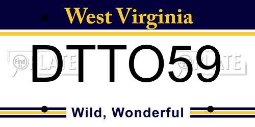 DTTO59 West Virginia License Plate