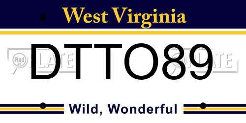 DTTO89 West Virginia License Plate