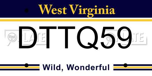 DTTQ59 West Virginia License Plate