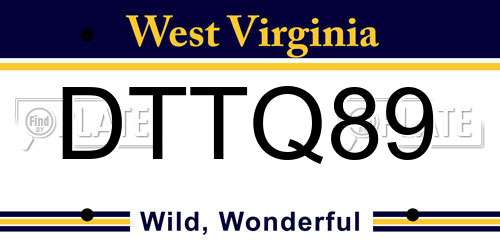 DTTQ89 West Virginia License Plate