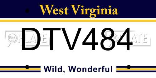DTV484 West Virginia License Plate