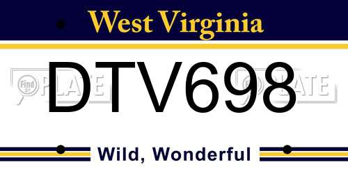 DTV698 West Virginia License Plate