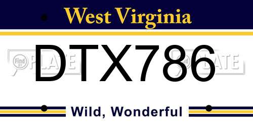 DTX786 West Virginia License Plate