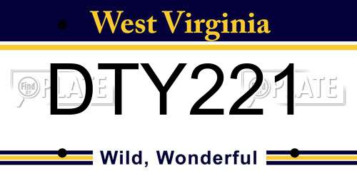 DTY221 West Virginia License Plate