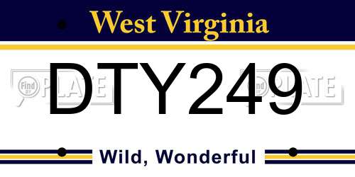 DTY249 West Virginia License Plate