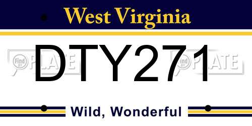 DTY271 West Virginia License Plate