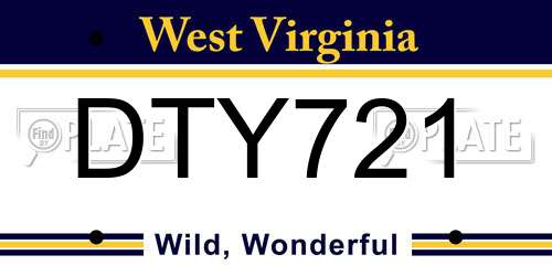 DTY721 West Virginia License Plate