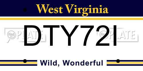 DTY72I West Virginia License Plate