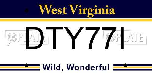DTY77I West Virginia License Plate