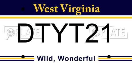 DTYT21 West Virginia License Plate