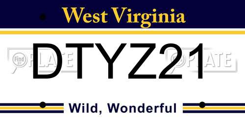 DTYZ21 West Virginia License Plate