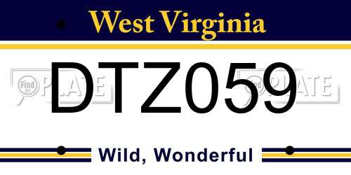 DTZ059 West Virginia License Plate