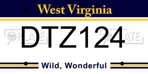 DTZ124 West Virginia License Plate