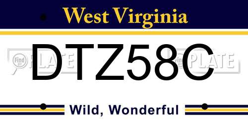 DTZ58C West Virginia License Plate