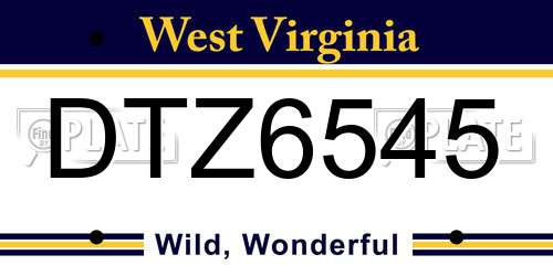 DTZ6545 West Virginia License Plate