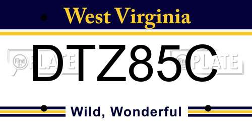 DTZ85C West Virginia License Plate