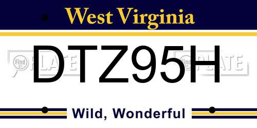 DTZ95H West Virginia License Plate