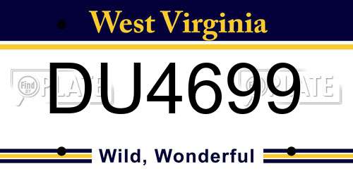 DU4699 West Virginia License Plate