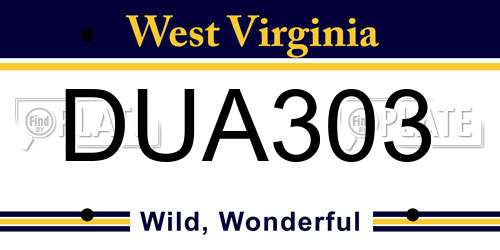 DUA303 West Virginia License Plate