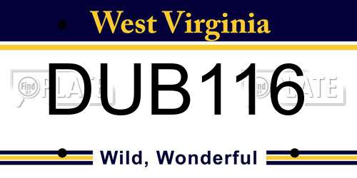DUB116 West Virginia License Plate