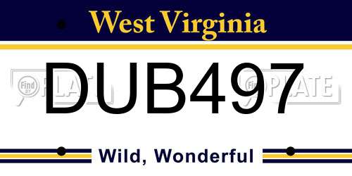 DUB497 West Virginia License Plate