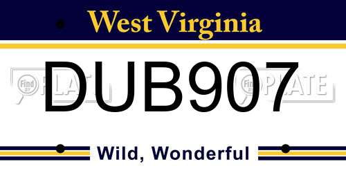 DUB907 West Virginia License Plate