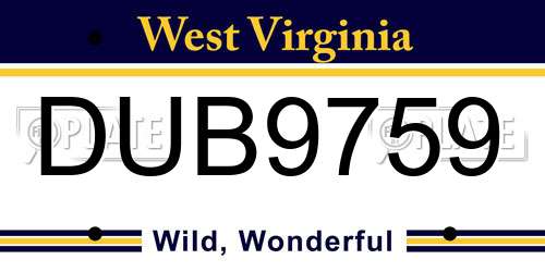 DUB9759 West Virginia License Plate
