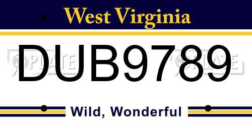 DUB9789 West Virginia License Plate