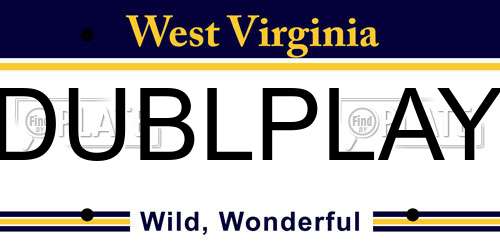 DUBLPLAY West Virginia License Plate