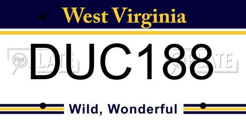 DUC188 West Virginia License Plate