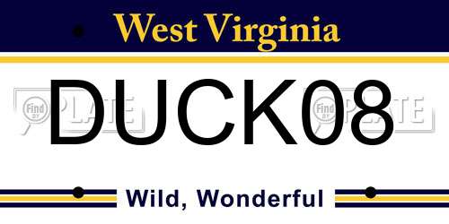 DUCK08 West Virginia License Plate